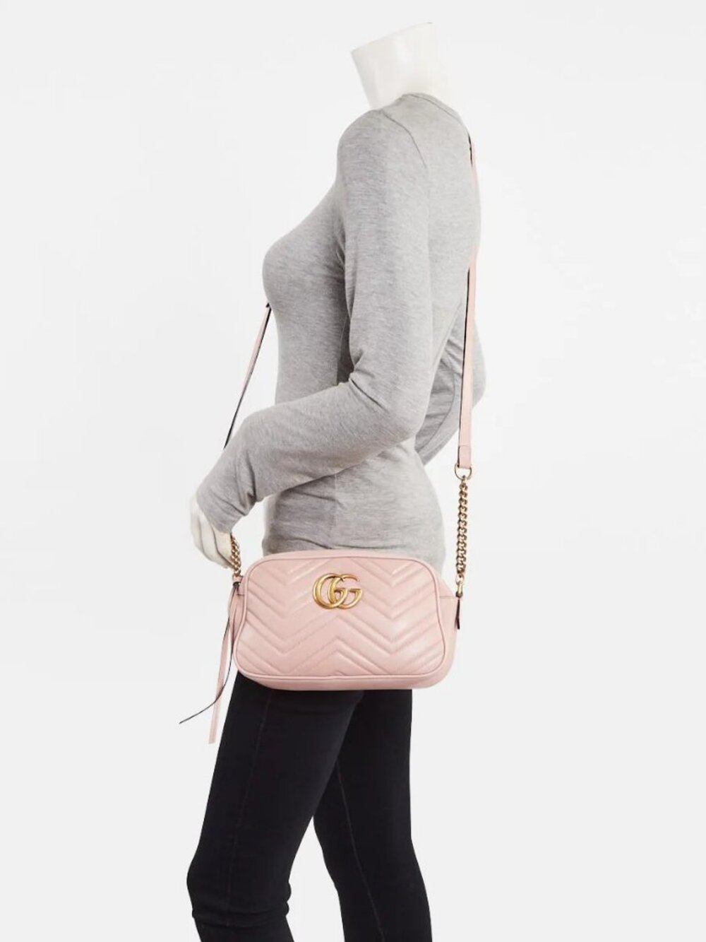 Gucci Pink Quilted Leather Marmont Small Camera Bag